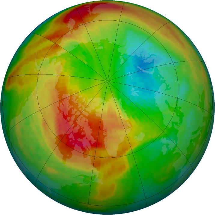Arctic ozone map for 09 March 2000